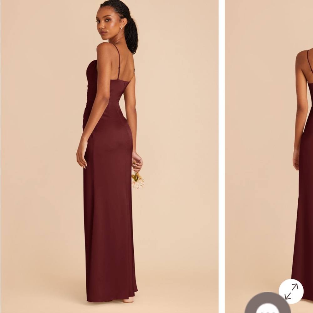 Bridesmaid Birdy Grey Lydia Cabernet Matte Satin Dress (hemmed) - Picture 10 of 12